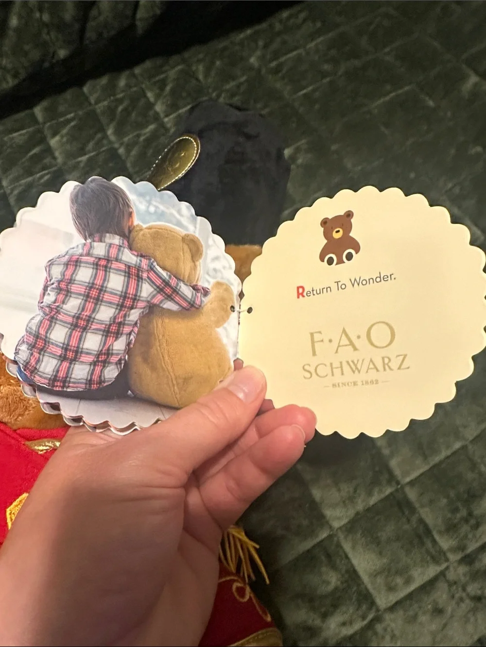 FAO Schwarz Red-Jacketed Tan Bear with Black Hat